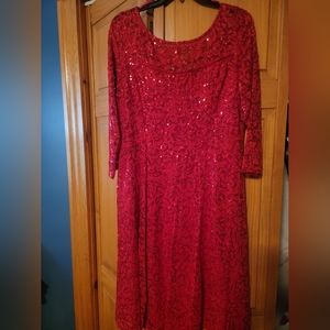 Red sequin sparkle mid length dress L